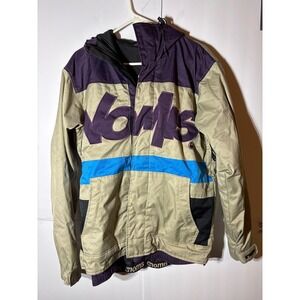 Nomis Snowboard Jacket Mens Small Purple Tan‎ Blue Ski Outerwear Hooded